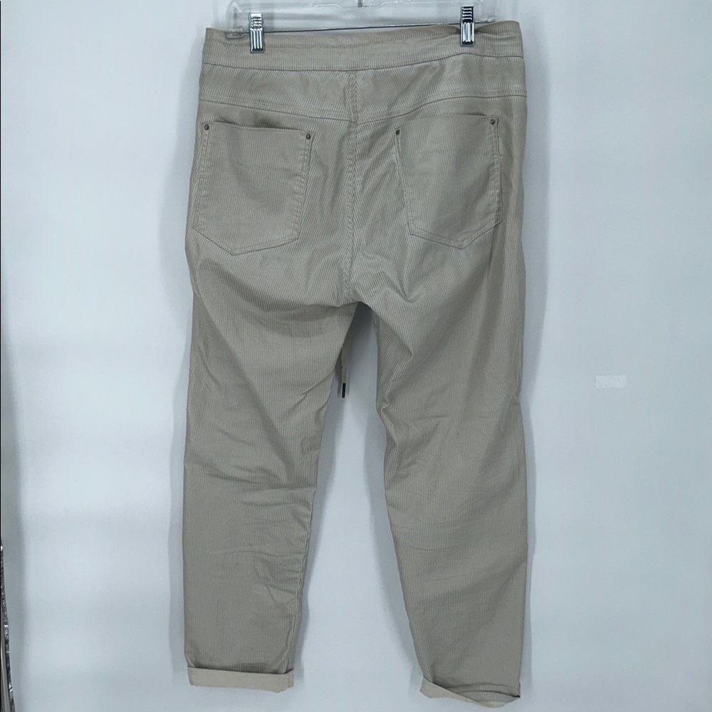 Alembika Striped Drawstring Tapered Pants Beige Size 3 Women Cotton Linen - Picture 6 of 14